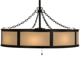 Side lit view displaying eggshell shade and elegant bronze framing.