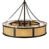Top angle lit view showing frame, chains, and light distribution.