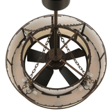 Top view showing fan assembly and light socket configuration.
