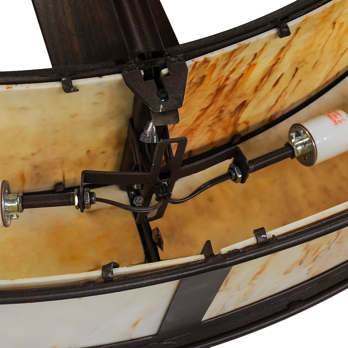Closeup of inner light assembly and wiring within the lower diffuser ring.