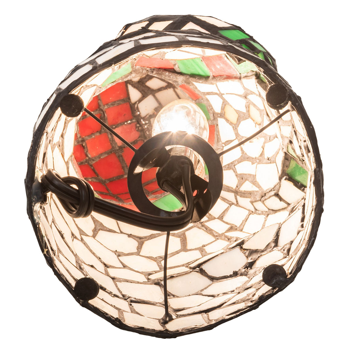 Bottom view showing the internal lighting structure of the snow woman lamp.