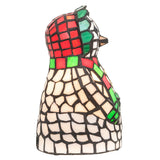 Right side angle of the snow woman accent lamp with a winter theme.