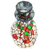 Top view of the Snowman Accent Lamp showing the intricate glasswork on its hat.