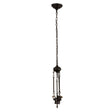 Solar black inverted pendant hardware with three bulb sockets and mahogany bronze finish.