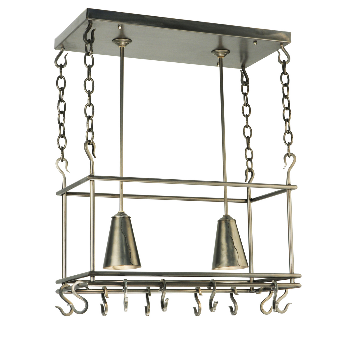 Front view of 26" Long Spartan 2 Light Pot Rack.