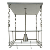 Narrow side perspective of handcrafted Spartan pot rack.
