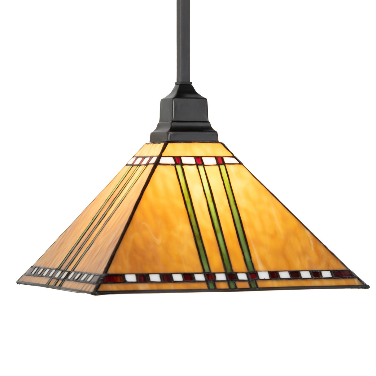Square Prairie Corn Pendant with geometric art glass design.