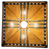 Interior view of Prairie Corn Pendant showing light bulb and framework.
