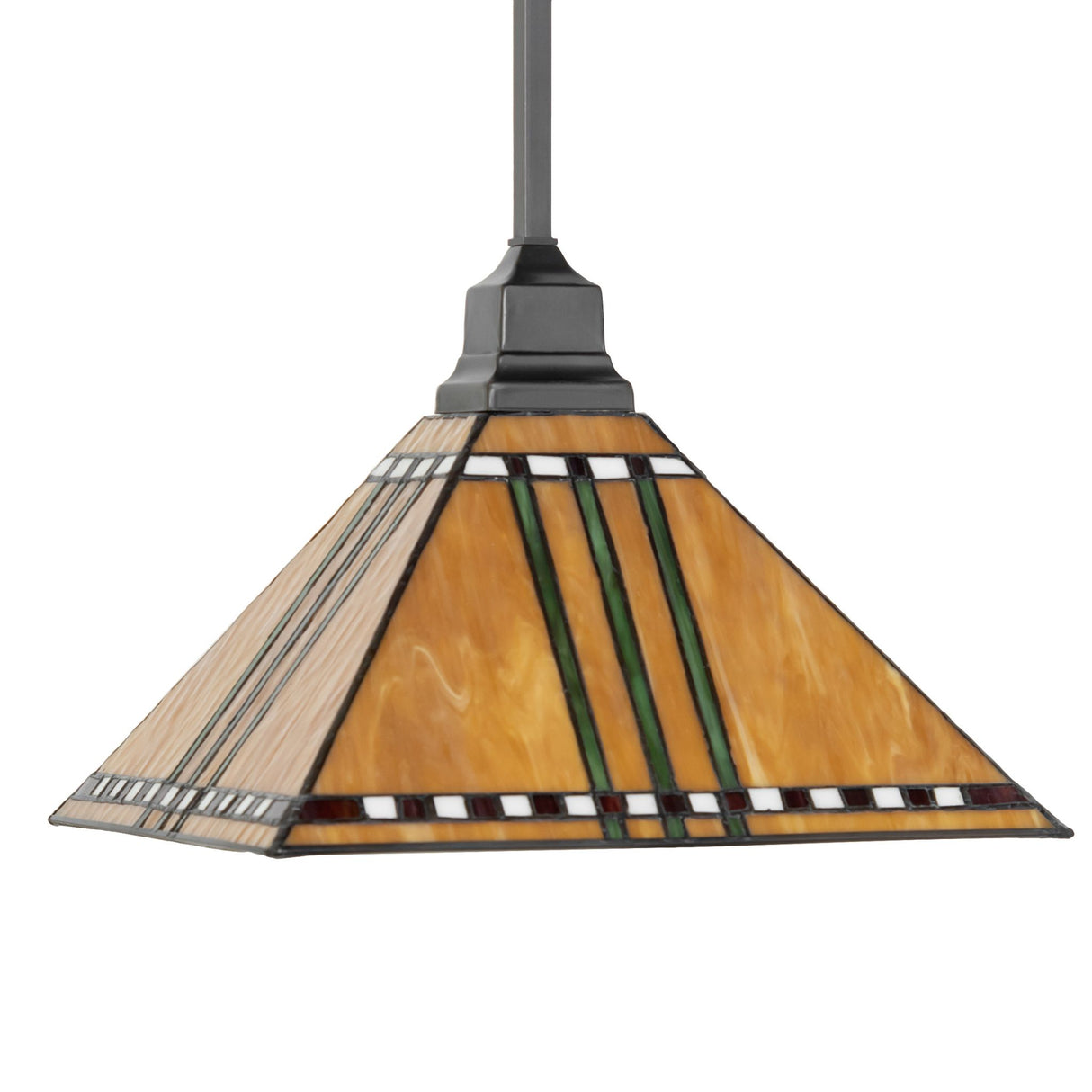 Side view of Prairie Corn Pendant showcasing intricate stained glass.