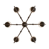 Direct bottom view showing circular arm layout and central finial.