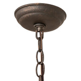 Ceiling canopy and chain detail in gilded tobacco finish.