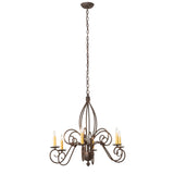 Full hanging view of Squire 6-light chandelier with adjustable chain.