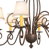 Closeup of Squire chandelier shade and faux candlelight detail.