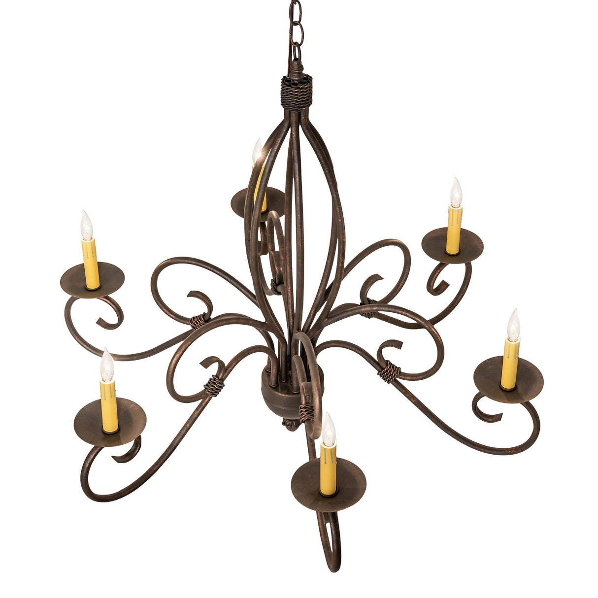 Top angle view showing curved iron arms.