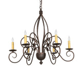 Squire 6-light chandelier in gilded tobacco finish, unlit view.
