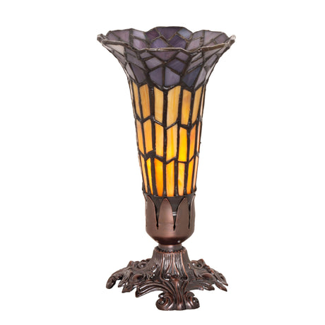 Front view of the 8" high stained glass Pond Lily Victorian accent lamp.