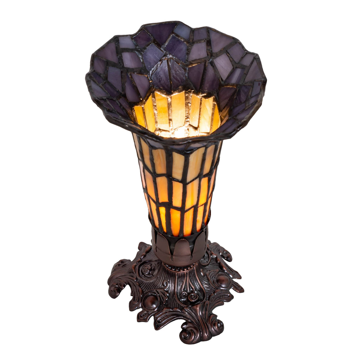 Top view of the stained glass Pond Lily Victorian accent lamp, highlighting the shade design.