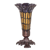 Unlit view of the Pond Lily Victorian accent lamp displaying the stained glass craftsmanship.