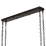 Rectangular ceiling plate and chains of Steamboat pot rack chandelier.