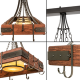 Collage showing different angles and details of Steamboat 3-light chandelier.