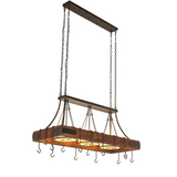 Full angled view of 60" Steamboat 3 Light Pot Rack chandelier.