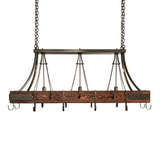 Straight side view of Steamboat 3 light chandelier in walnut finish.