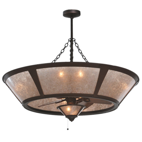 Angled front view highlighting warm mica glow and fan light.