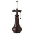 Close-up of the dark brown Sutter table lamp base with two light fixtures.