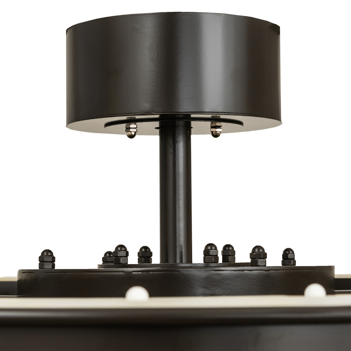 Close-up of T Mission Chandel-Air ceiling mount and hardware details.