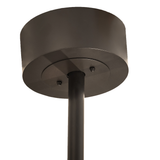 Ceiling canopy and rod detail of “T” Mission Chandel-Air in bronze finish.