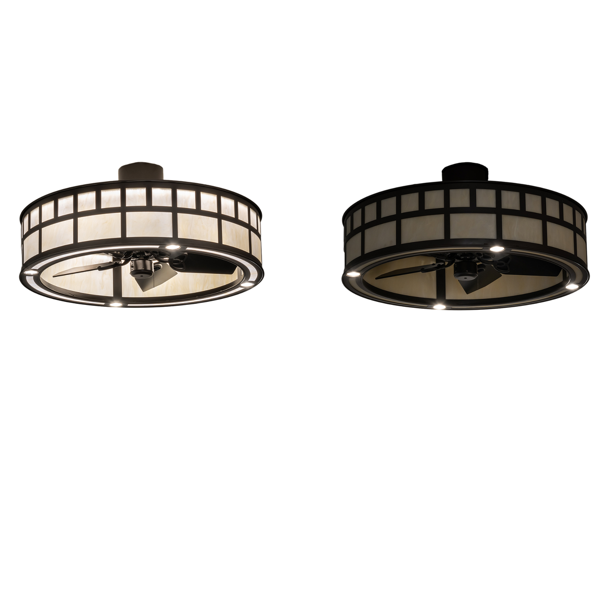 Side-by-side comparison of T Mission Chandel-Air in lit and dim light modes.