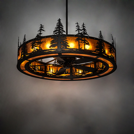 Ambient room view highlighting warm woodland lighting effect.