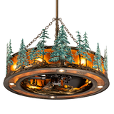 Angled view of Tall Pines Chandel-Air with glowing amber mica diffuser.