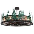 Angled lit view highlighting green pine tree design and mica glow.