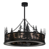 Angled unlit view highlighting forest-inspired metalwork and frame.