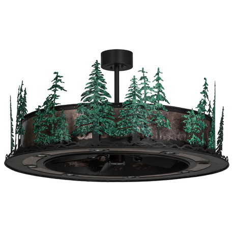 Angled unlit view showing pine tree detailing and metal finish.