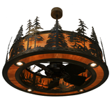 Bottom angle lit view showing fan and glowing amber diffuser.