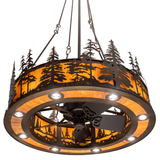 Bottom angle view showing internal fan and warm illumination.