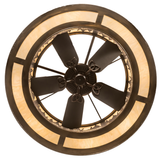 Bottom lit view displaying fan blades and circular light arrangement.