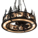 Bottom view featuring integrated fan and illuminated mica panels.