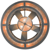 Bottom view lit showing integrated fan and glowing mica panels.