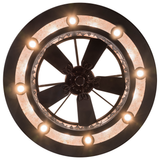 Bottom lit view revealing integrated fan and downlights.