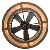 Bottom view of Tall Pines Chandel-Air showing fan blades and circular mica diffuser.