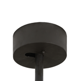 Closeup of canopy and downrod in dark bronze finish.