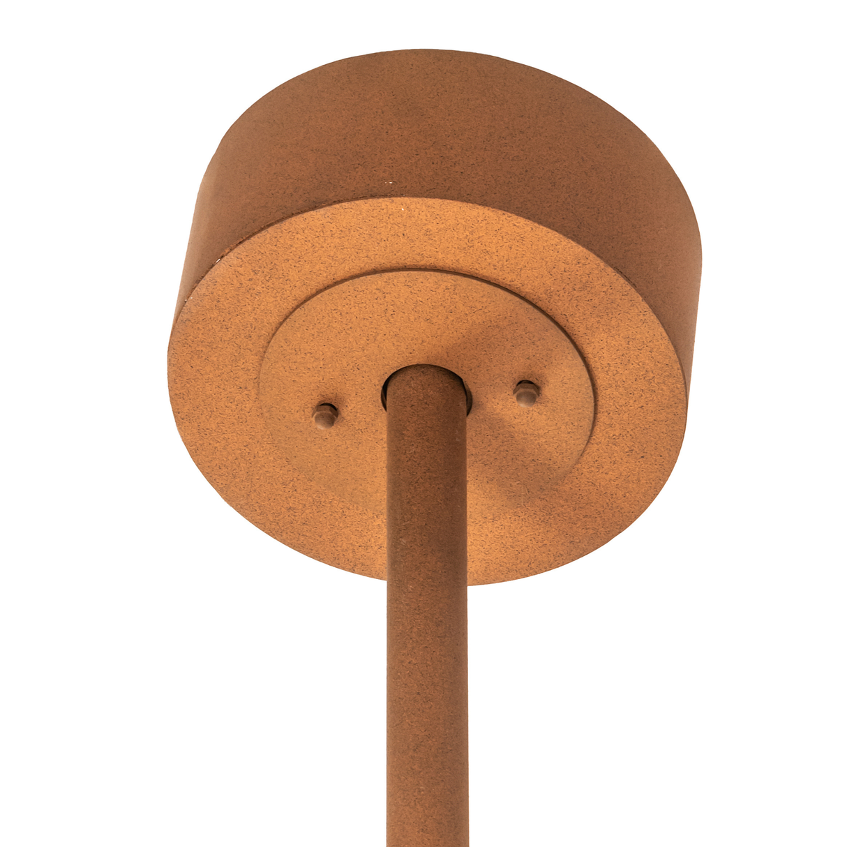 Close-up of canopy and downrod in matching Earth finish.