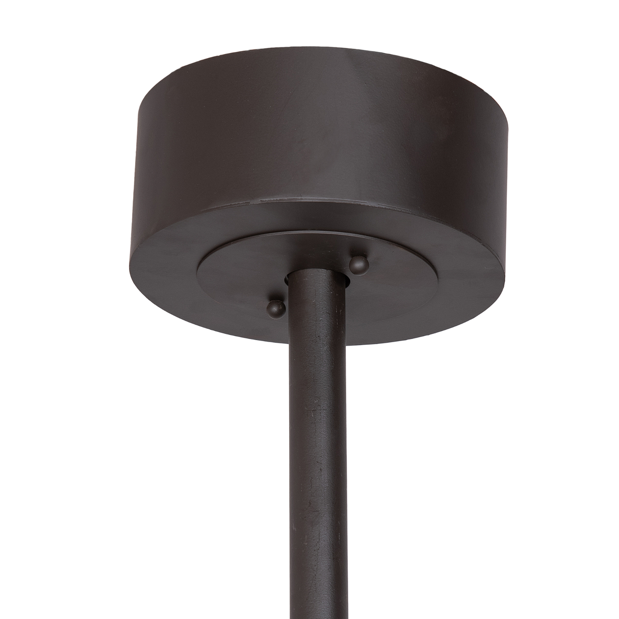 Close-up of ceiling canopy in oil rubbed bronze finish.