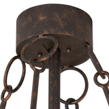 Canopy closeup view showing ringed support rods and rusted finish detail.