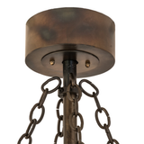 Close-up view of Tall Pines Chandel-Air’s ceiling canopy and chain mount.