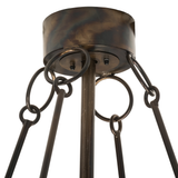 Canopy closeup view showing antique copper finish and ring supports.