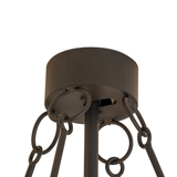 Ceiling canopy and chain mount detail with bronze finish.